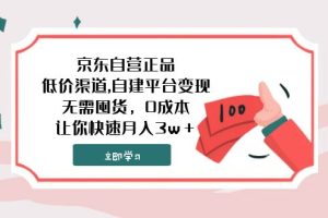 （7824期）京东自营正品,低价渠道,自建平台变现，无需囤货，0成本，让你快速月入3w＋