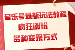 （7847期）音乐号最新玩法教程，疯狂涨粉，多种拓展变现方式（附保姆级教程+素材）