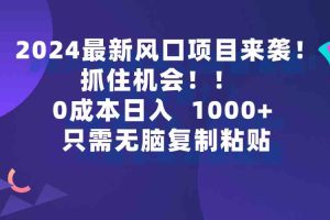 （9899期）2024最新风口项目来袭，抓住机会，0成本一部手机日入1000+，只需无脑复…