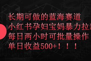 （9952期）小红书孕妇宝妈暴力拉新玩法，每日两小时，单日收益500+